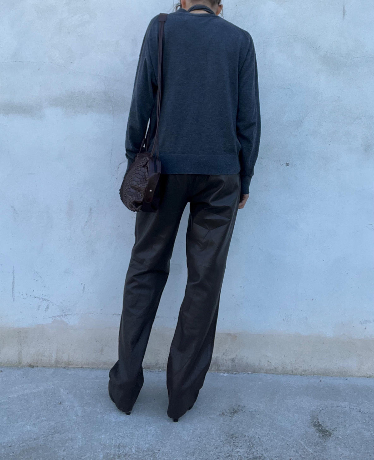 Pantaloni vintage in pelle marrone