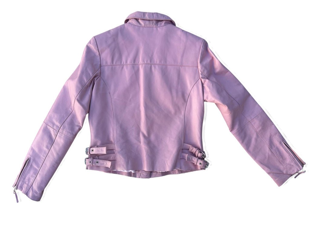 Chiodo vintage di pelle rosa
