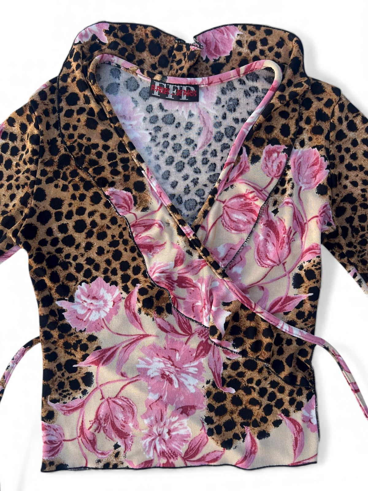 Top vintage incrociato leopardato