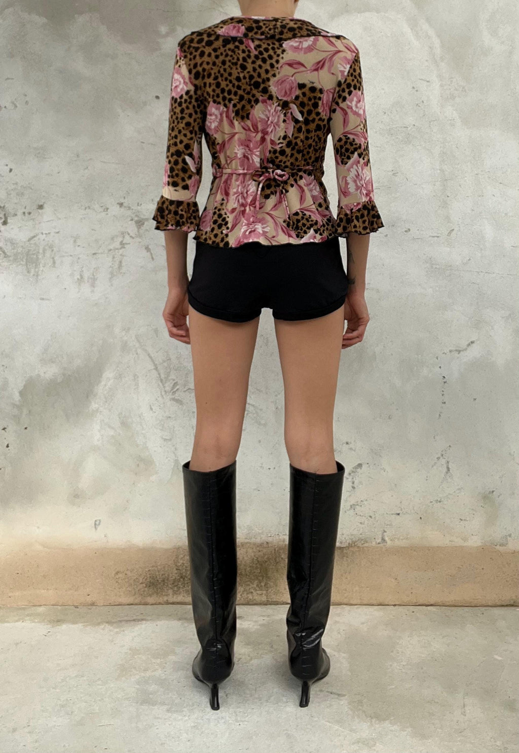 Top vintage incrociato leopardato