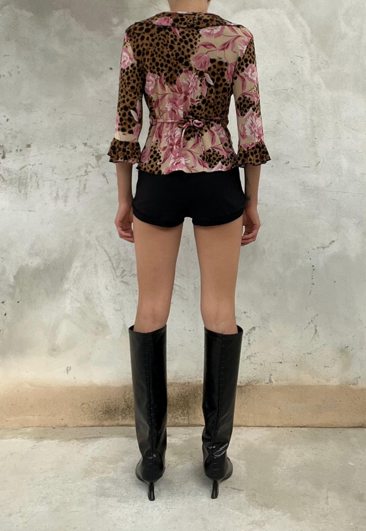 Top vintage incrociato leopardato