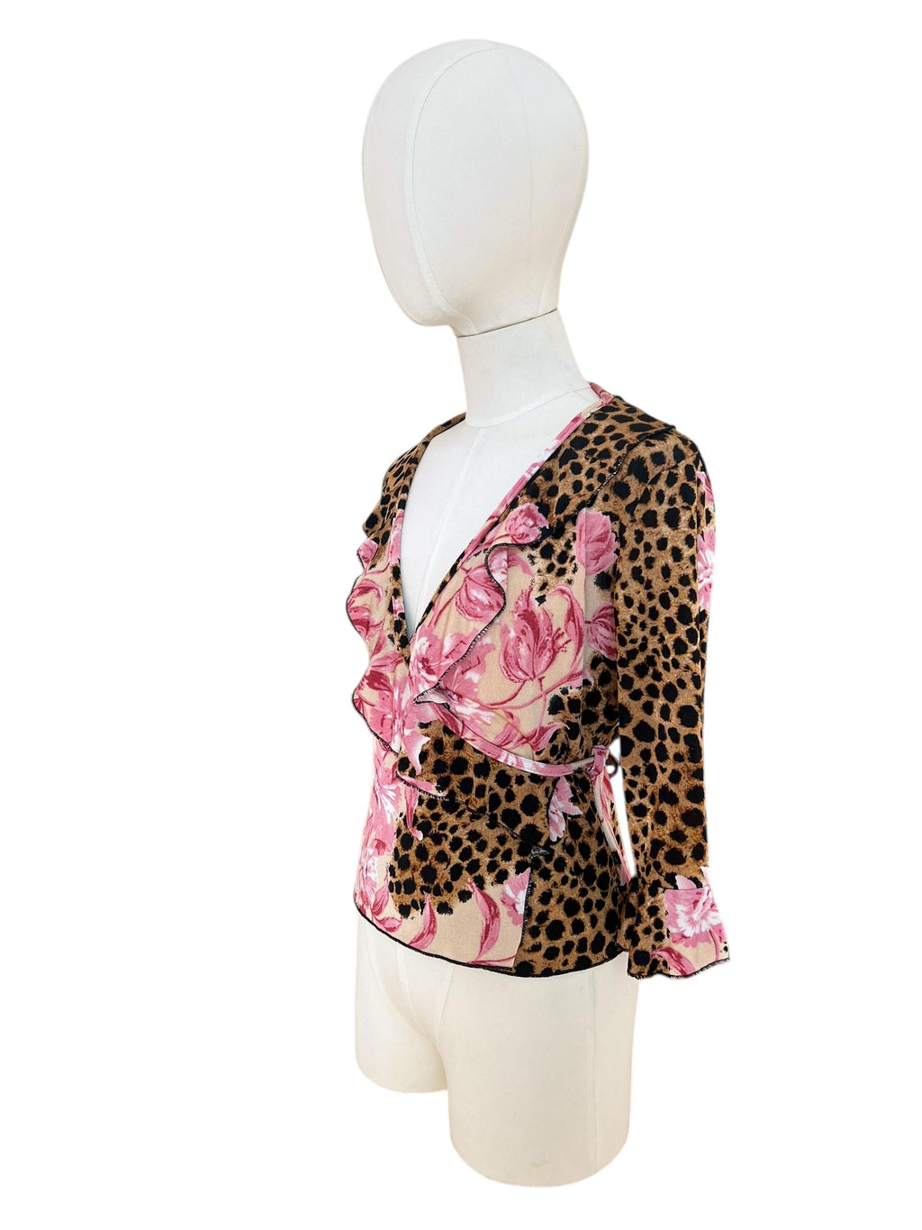 Top vintage incrociato leopardato