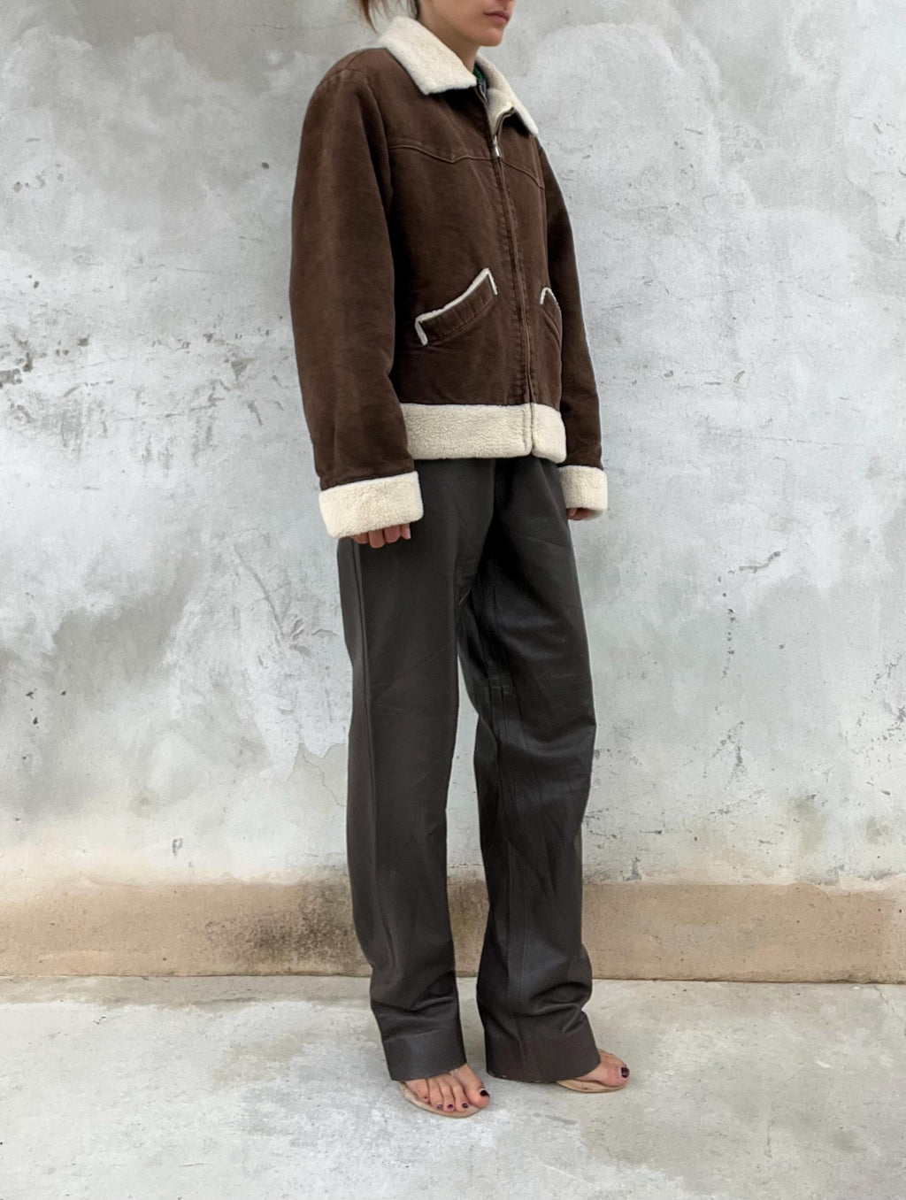 Shearling marrone di cotone