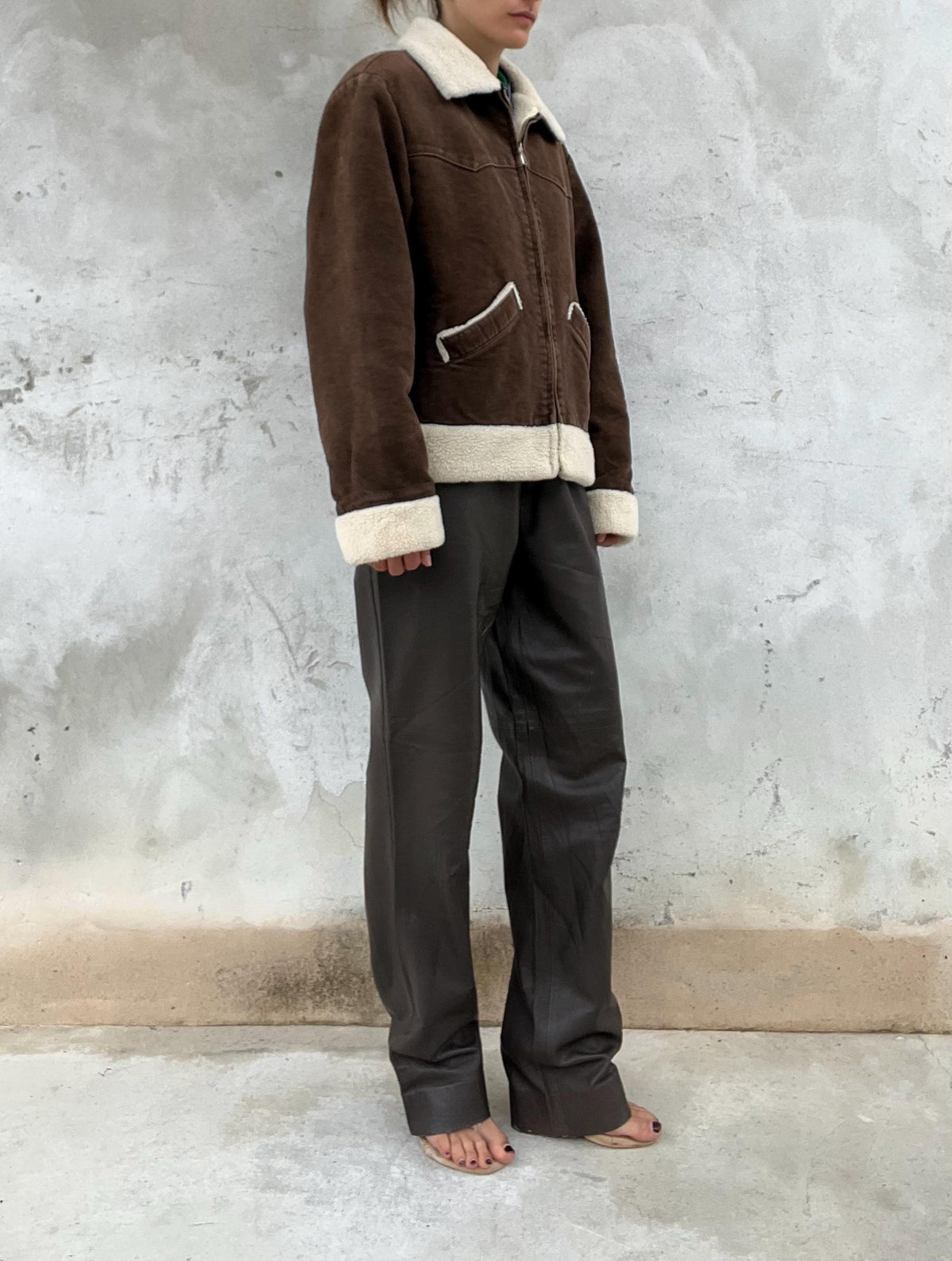 Shearling marrone di cotone