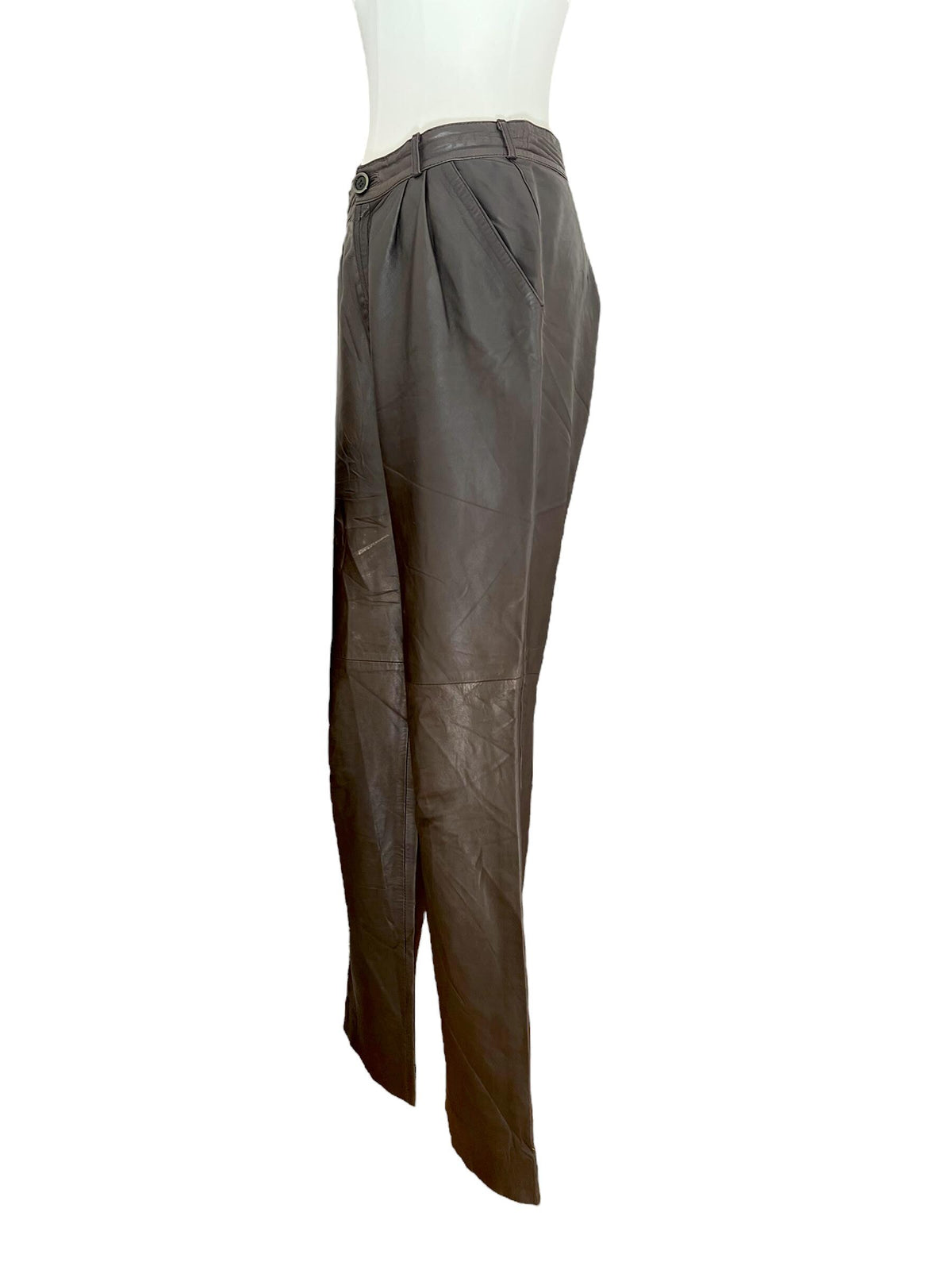 Pantaloni vintage in pelle marrone