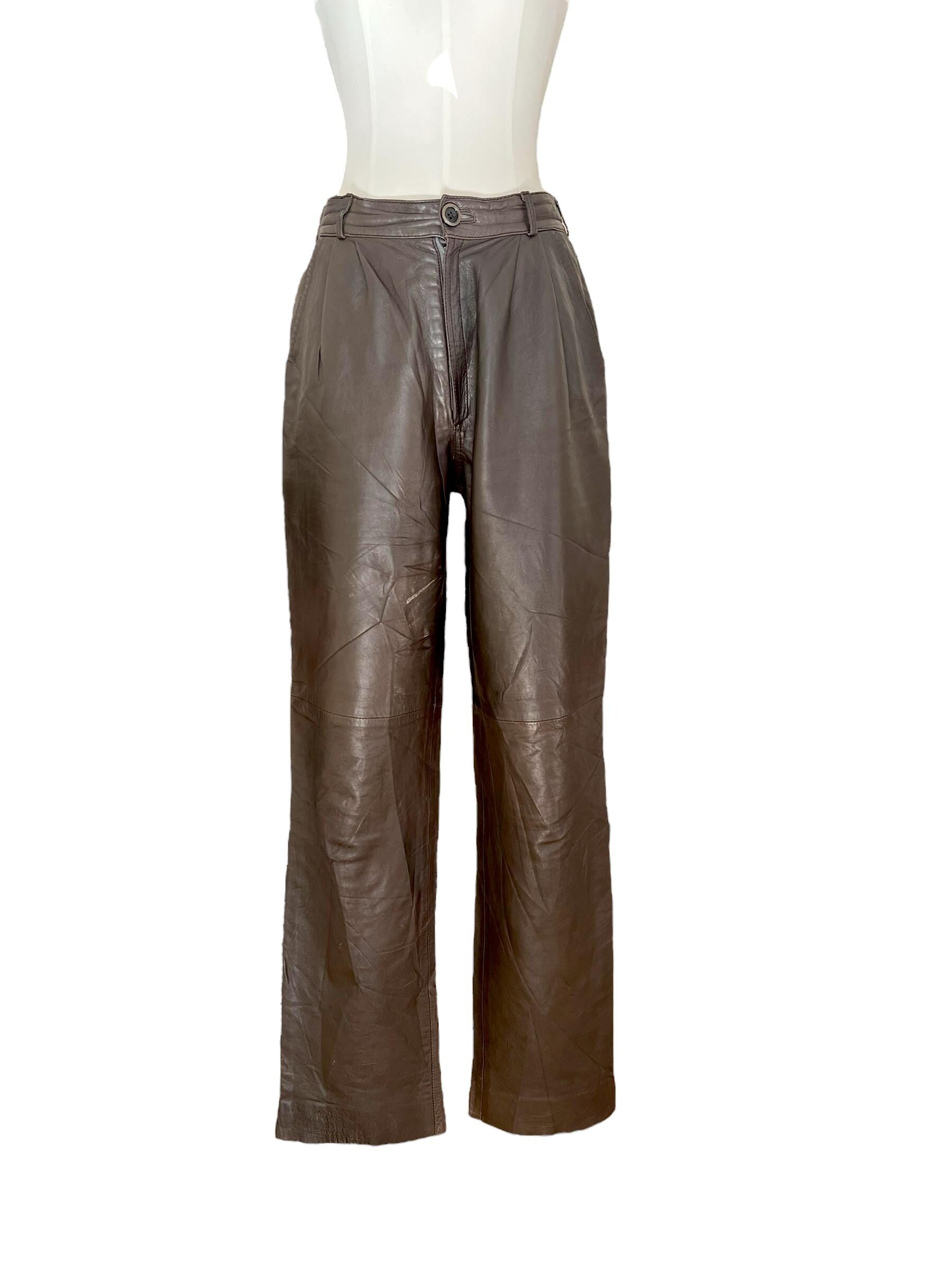 Pantaloni vintage in pelle marrone
