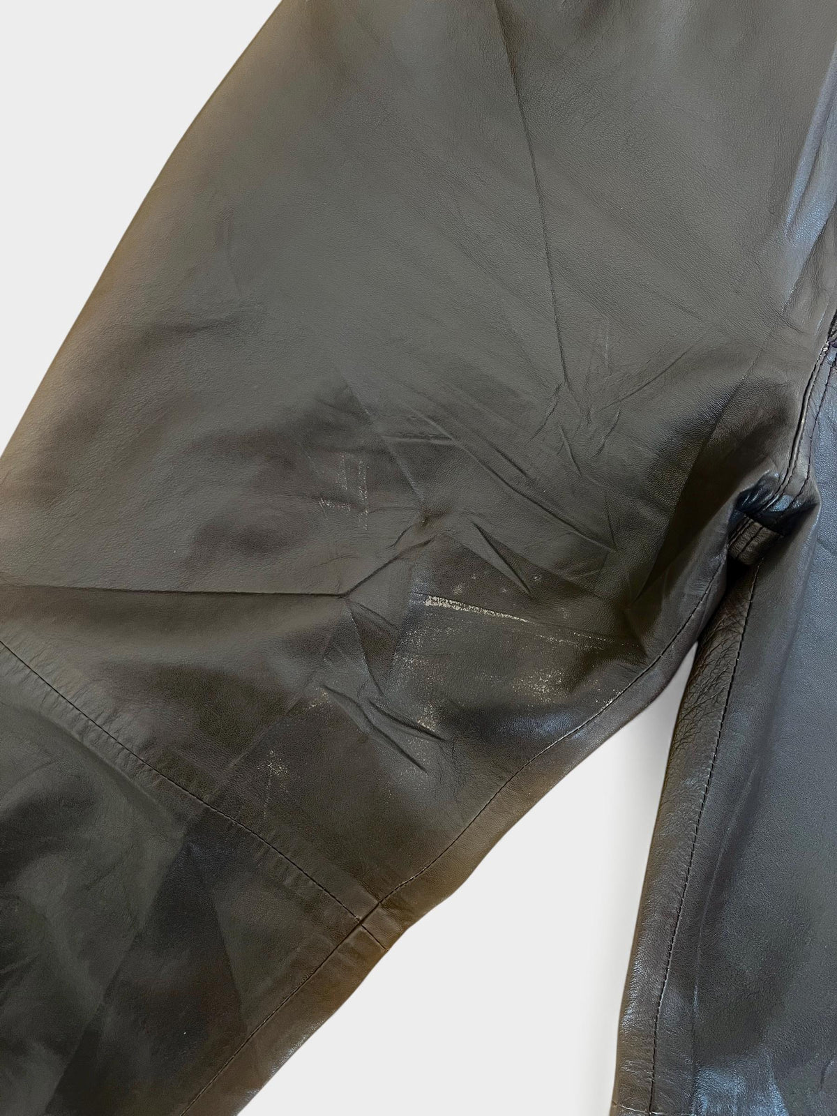 Pantaloni vintage in pelle marrone