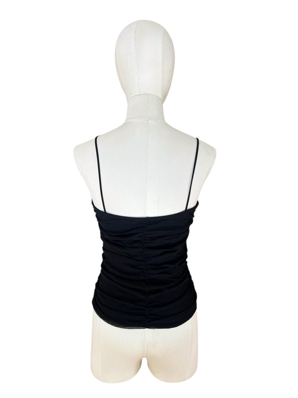 Top vintage nero drappeggiato con incrocio