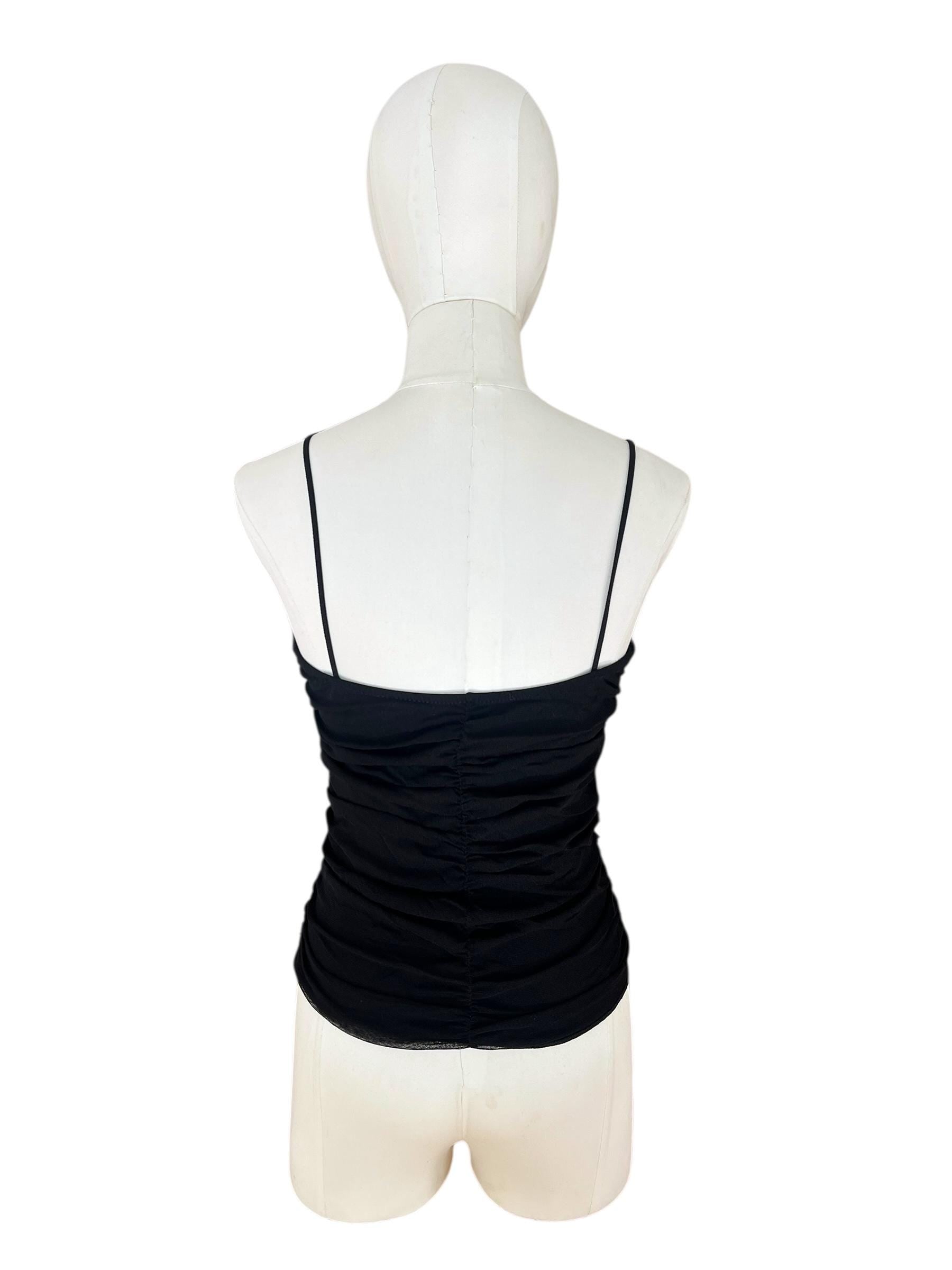 Top vintage nero drappeggiato con incrocio