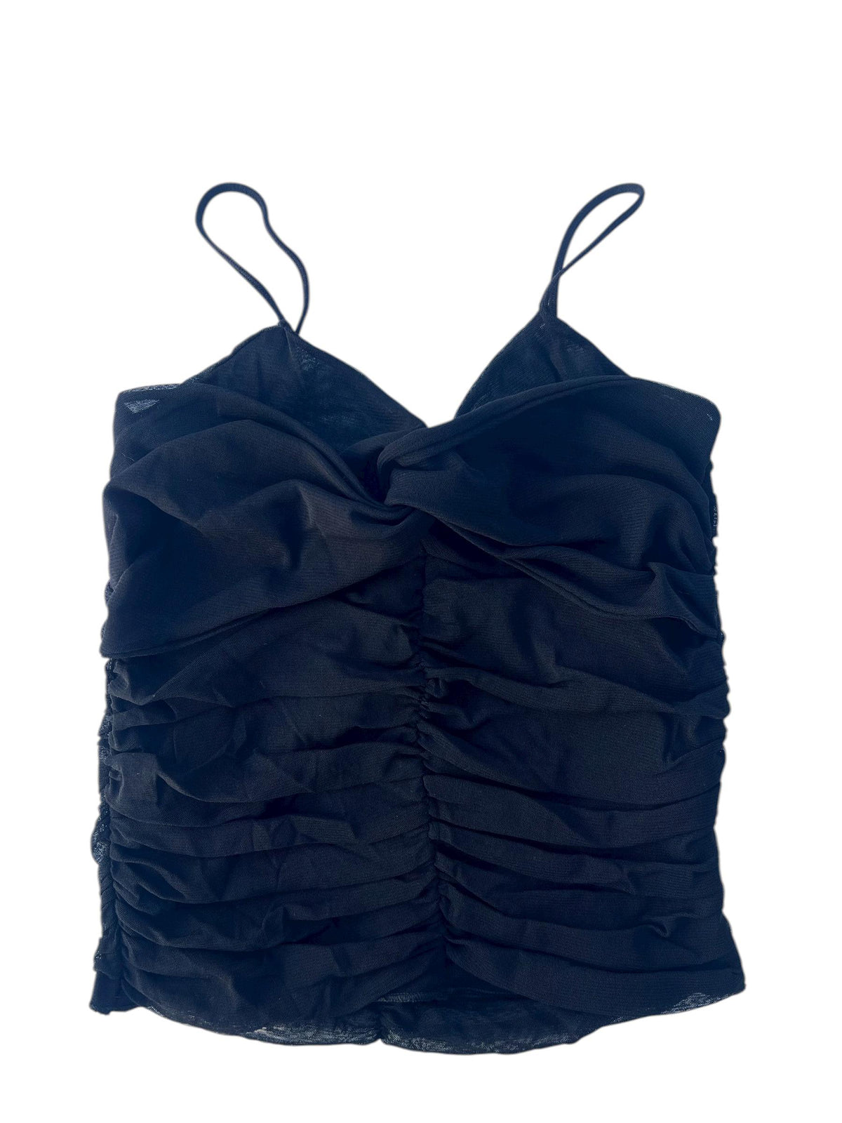 Top vintage nero drappeggiato con incrocio