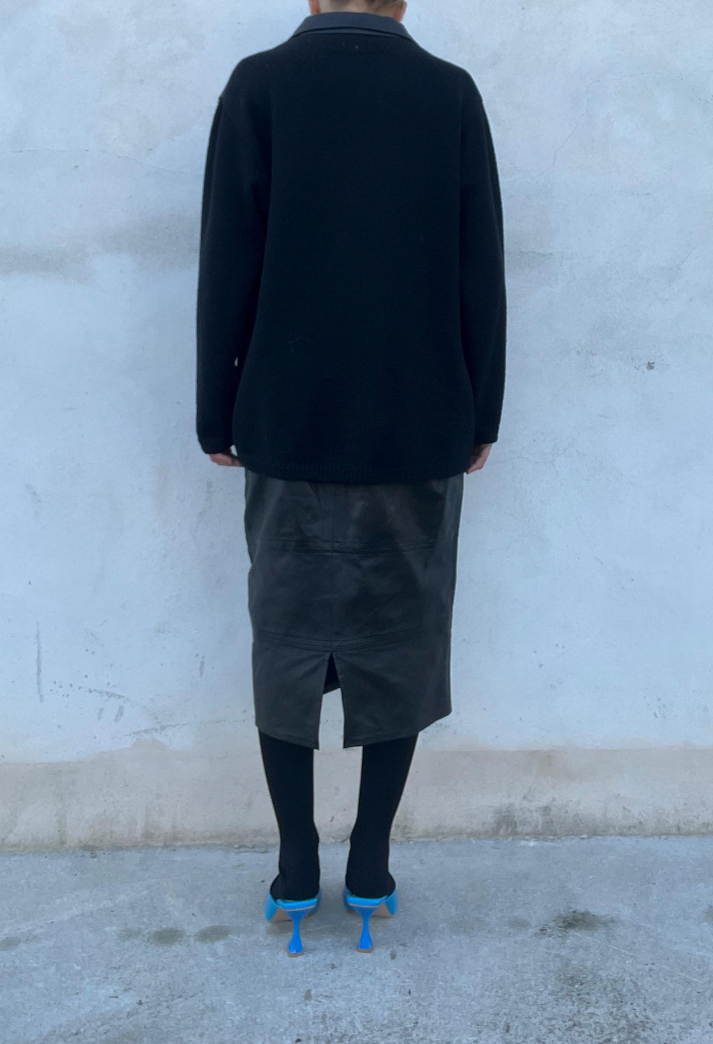 Giacca in pelle con inserti in maglia