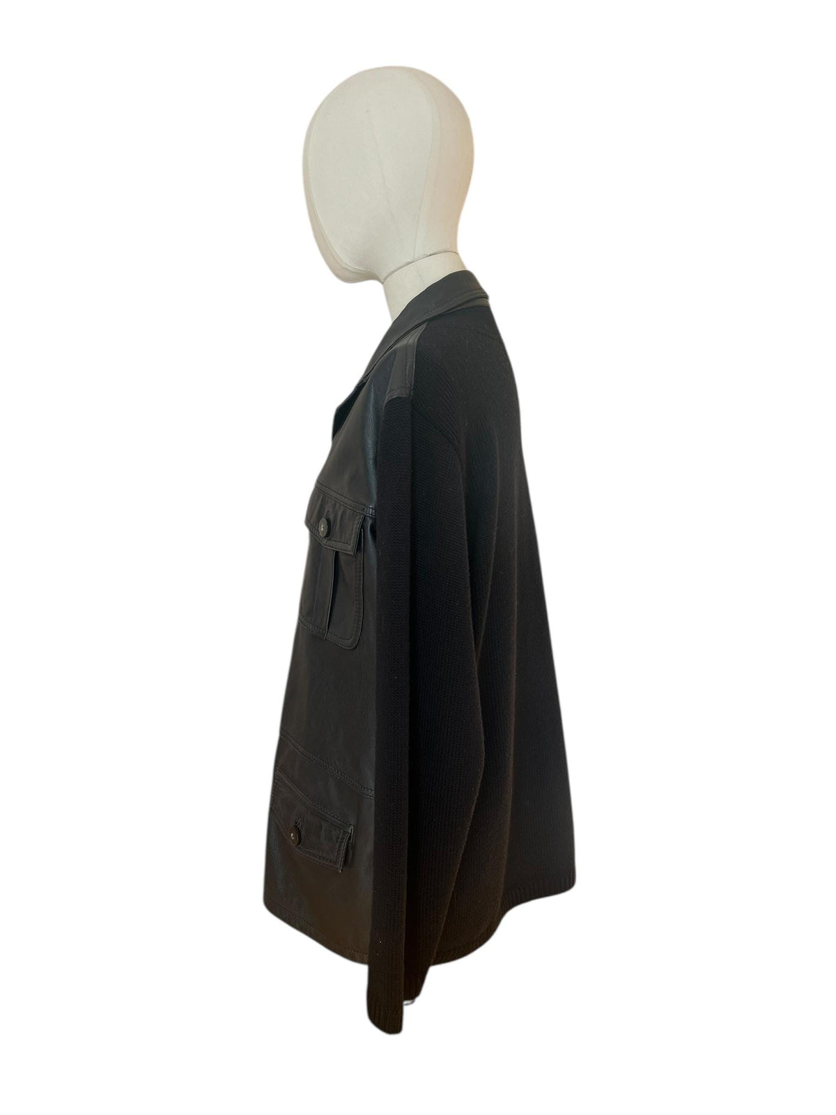 Giacca in pelle con inserti in maglia