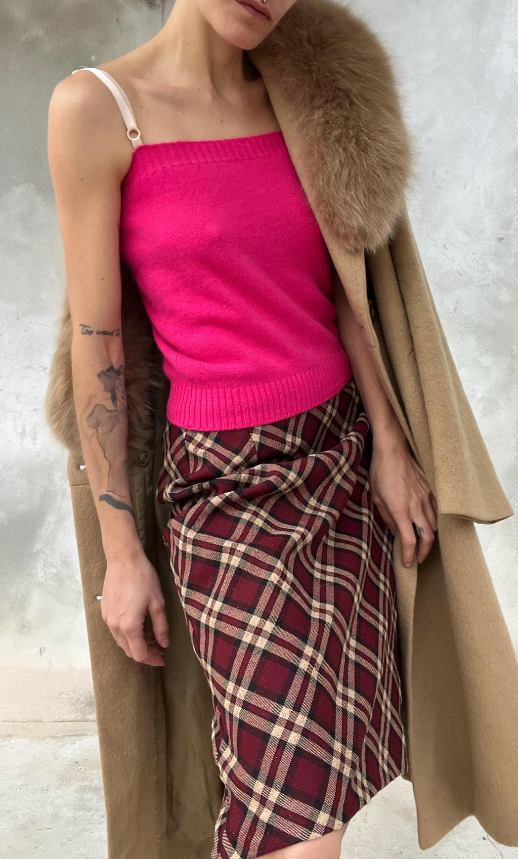 Top lana fucsia con spalline