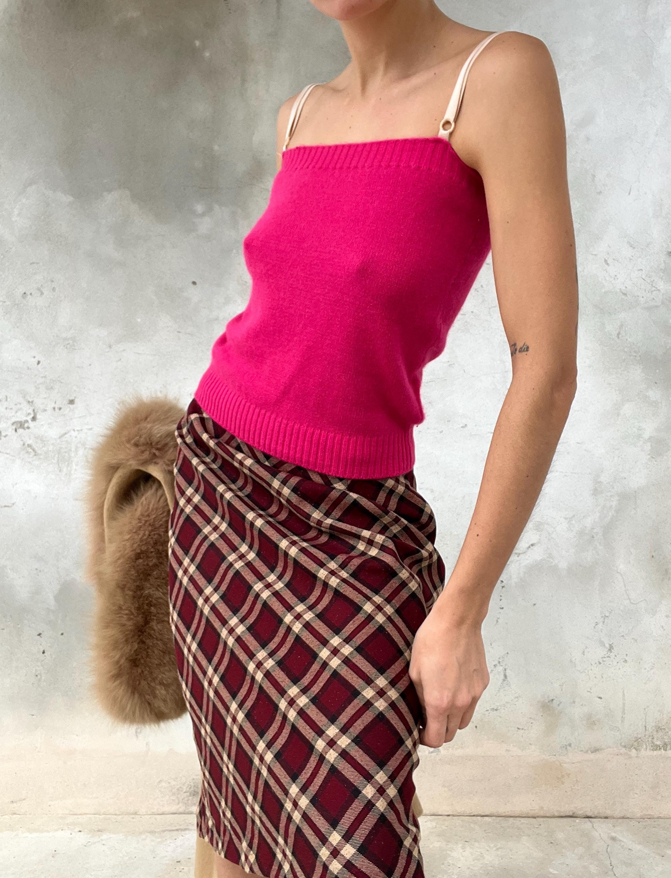 Top lana fucsia con spalline
