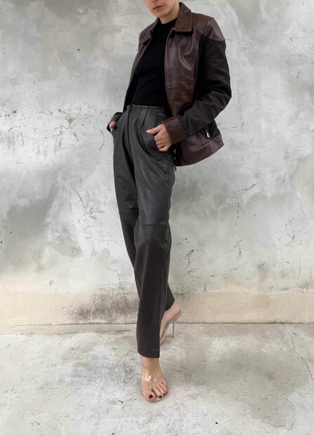 Pantaloni di pelle marroni vintage