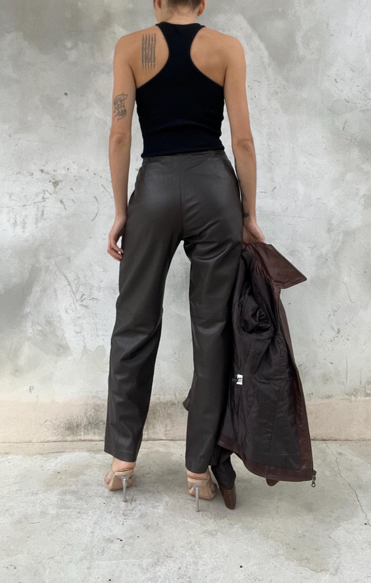 Pantaloni di pelle marroni vintage