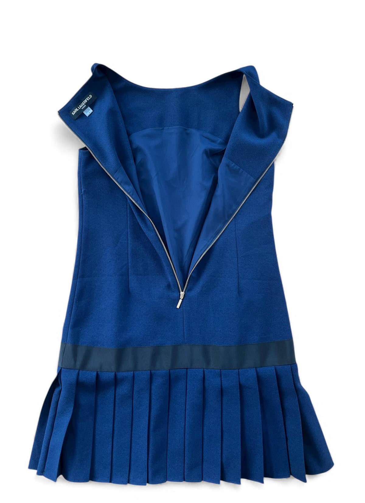 Abito tennis vintage blu con pieghe di Karl Lagerfeld