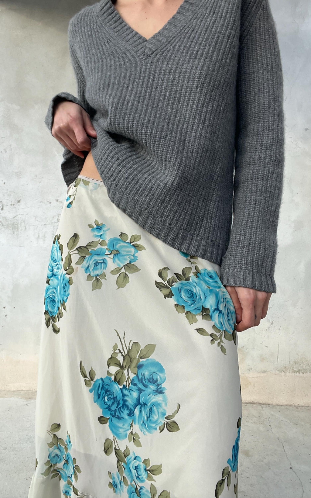 Gonna svasata e asimmetrica vintage stampata a fiori