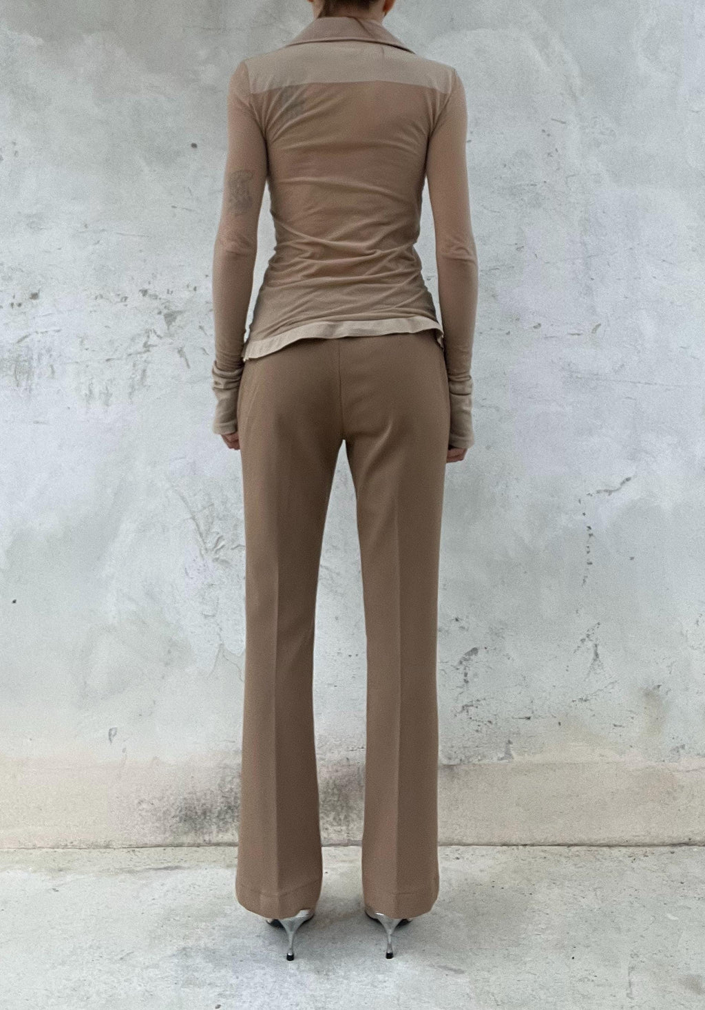 Pantaloni color caramello leggermente cropped