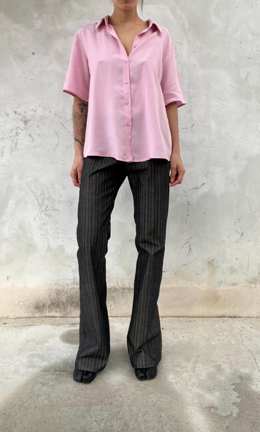 Camicia ampia manica corta rosa