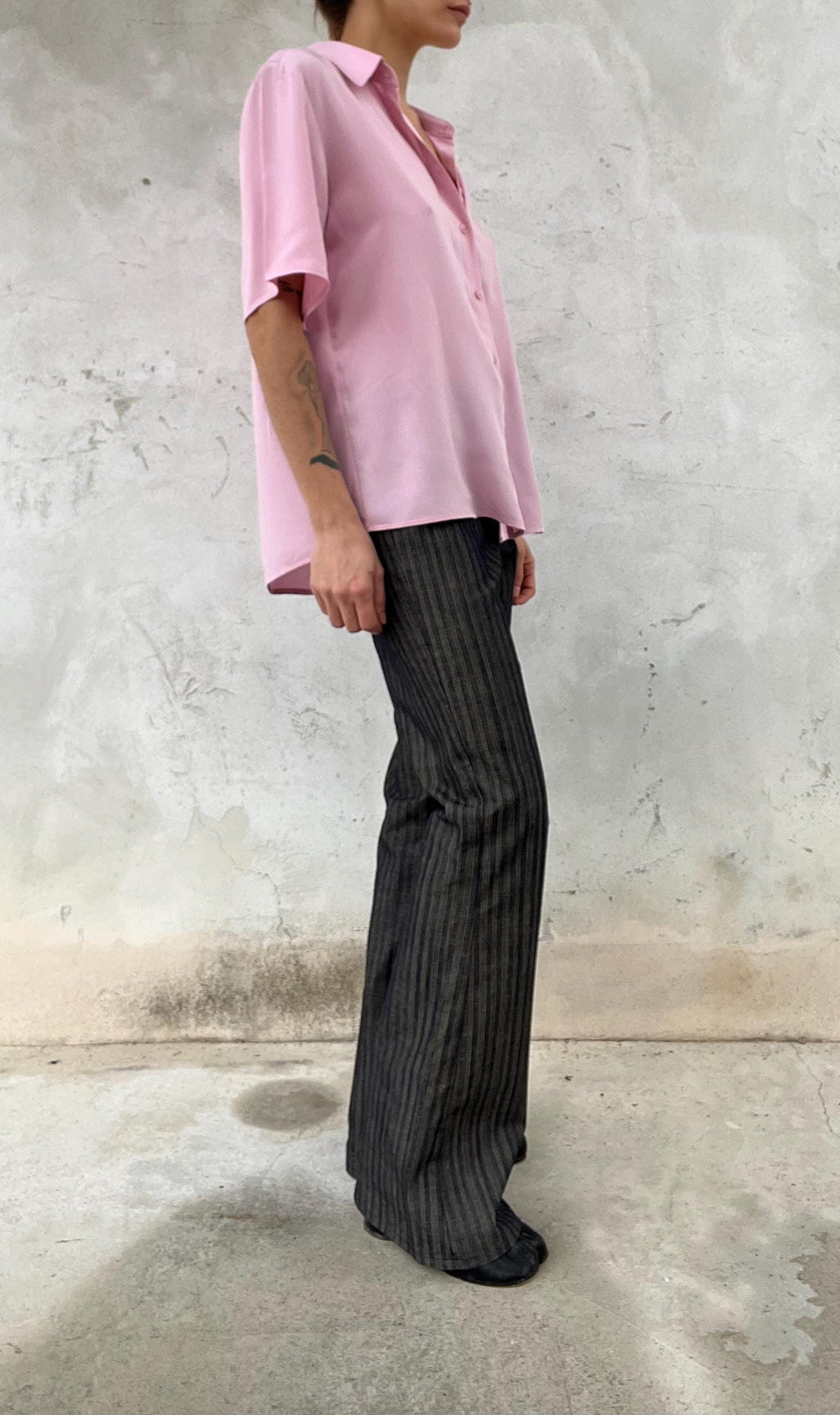 Camicia ampia manica corta rosa