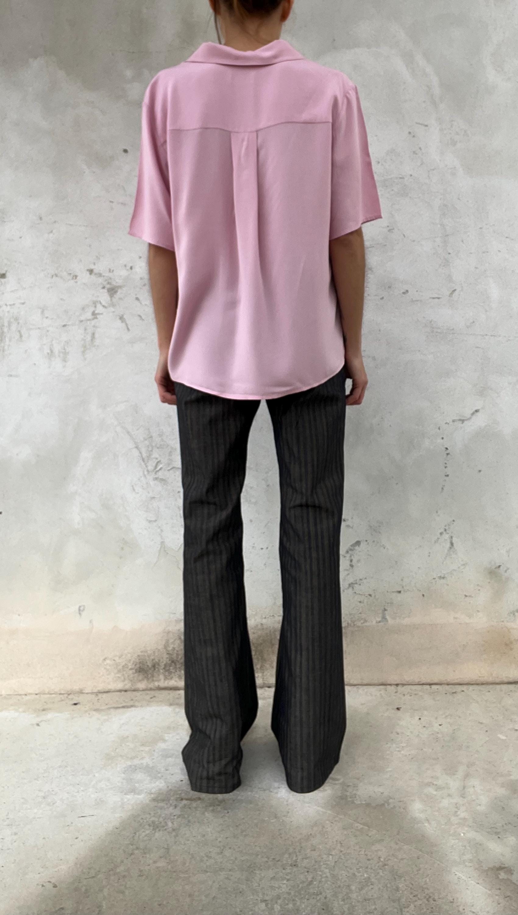 Camicia ampia manica corta rosa