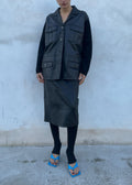 Giacca in pelle con inserti in maglia