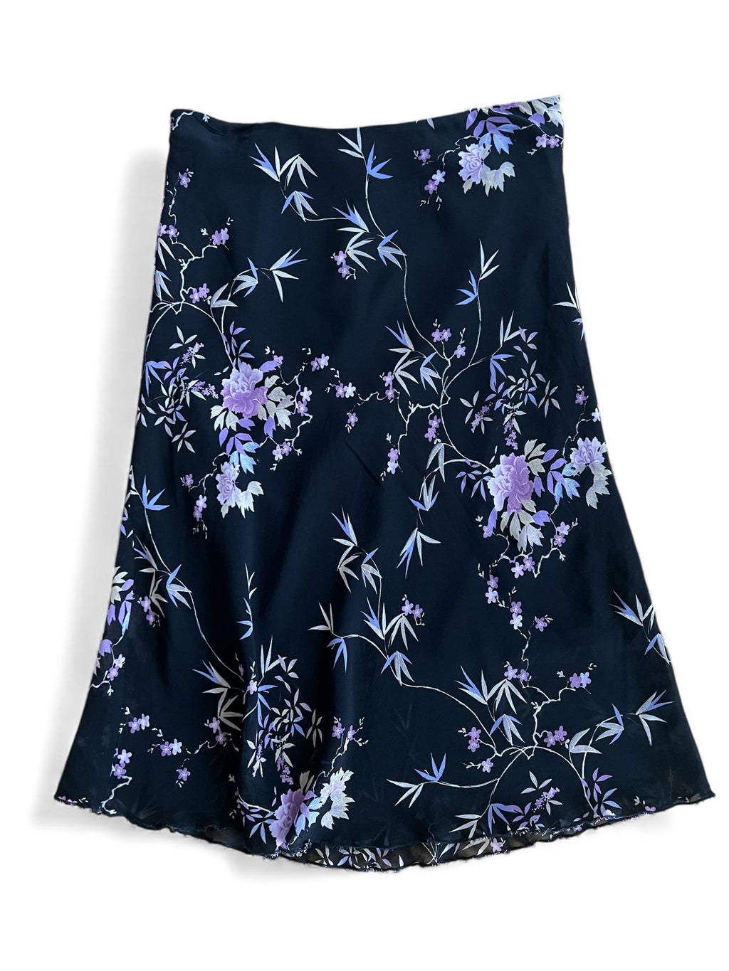 Gonna vintage leggera stampata fiori lilla-viola-rosa