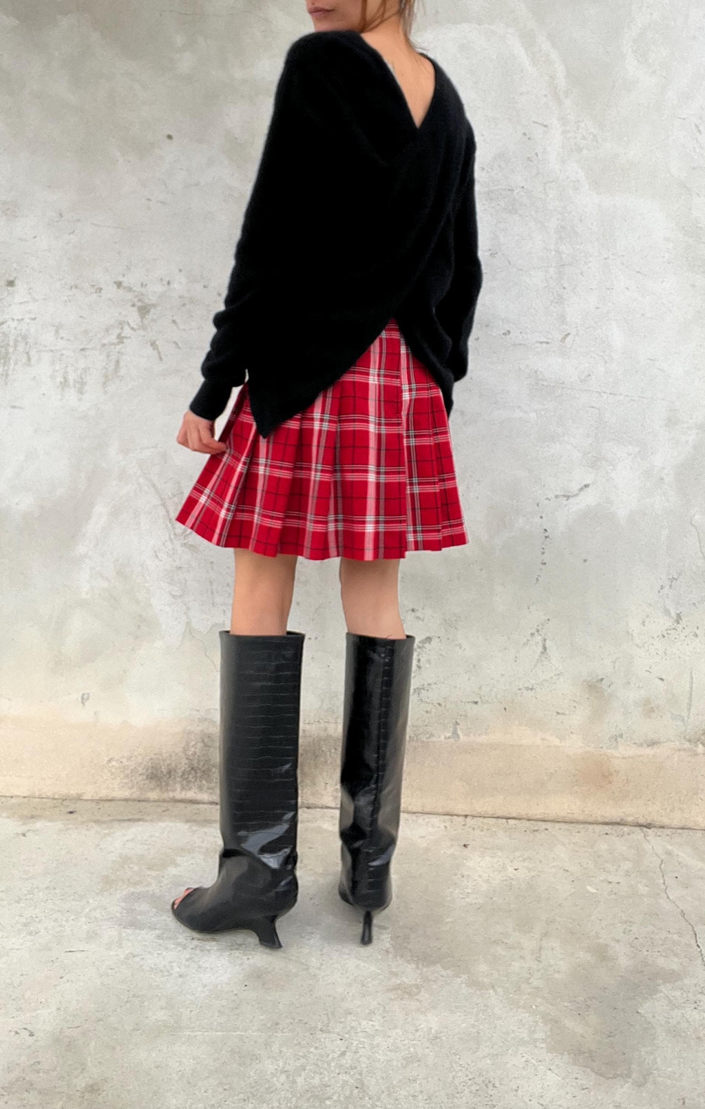 Mini gonna rossa tartan a pieghe