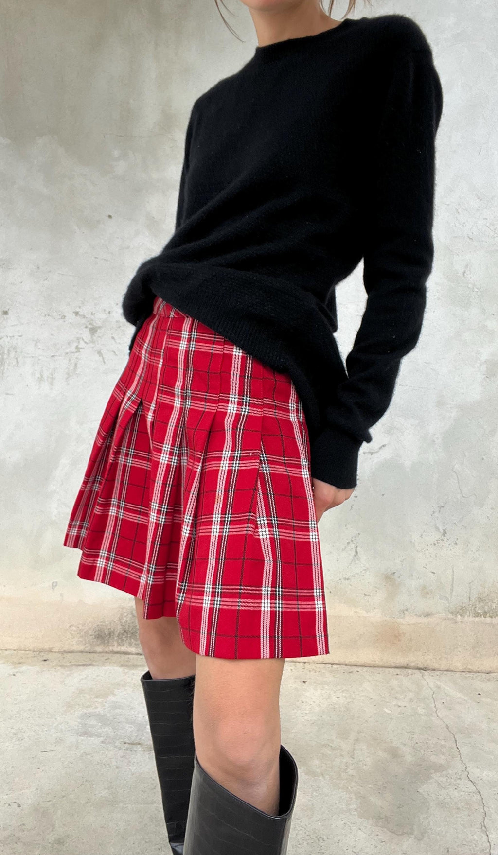 Mini gonna rossa tartan a pieghe