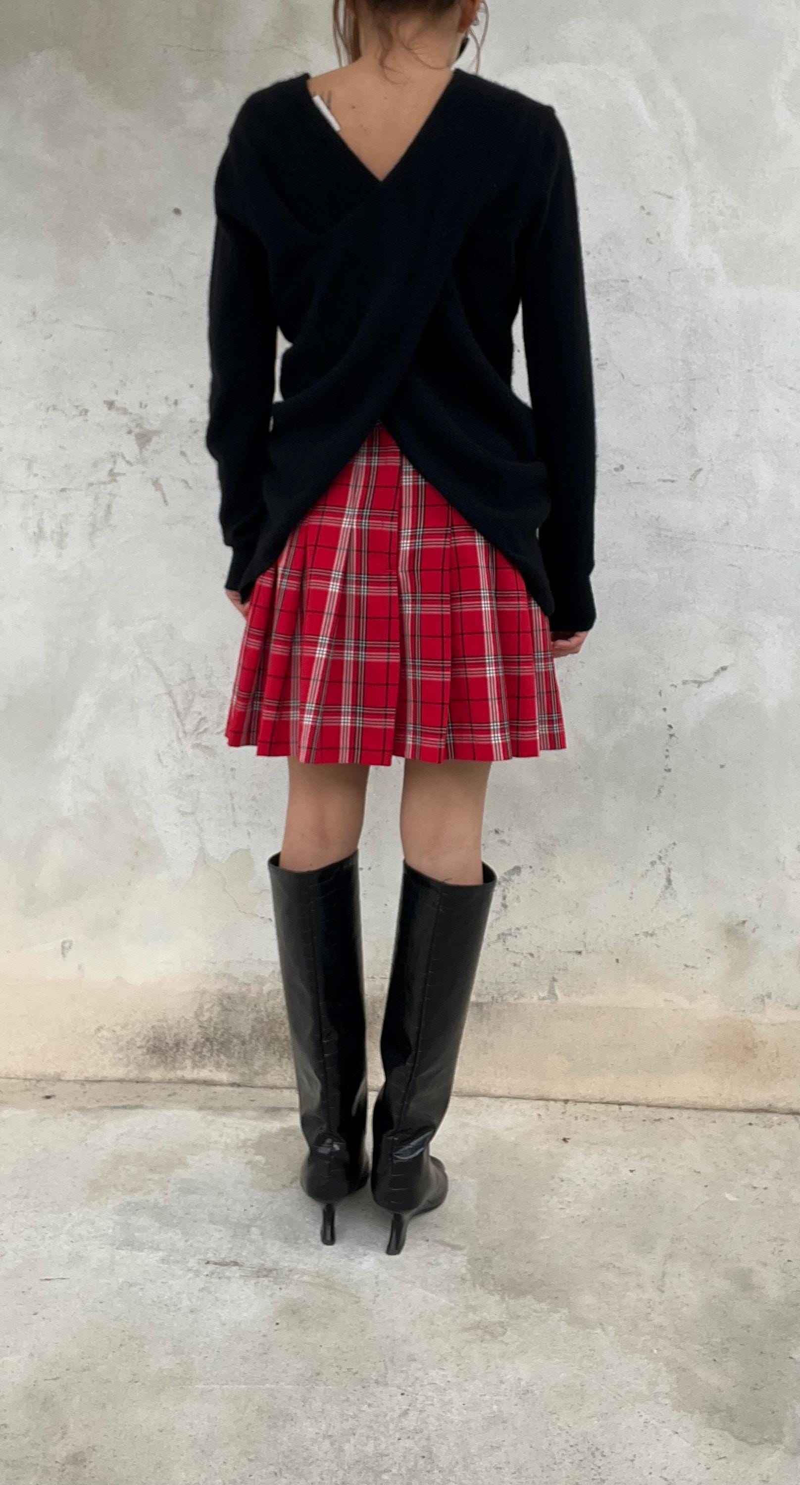 Mini gonna rossa tartan a pieghe