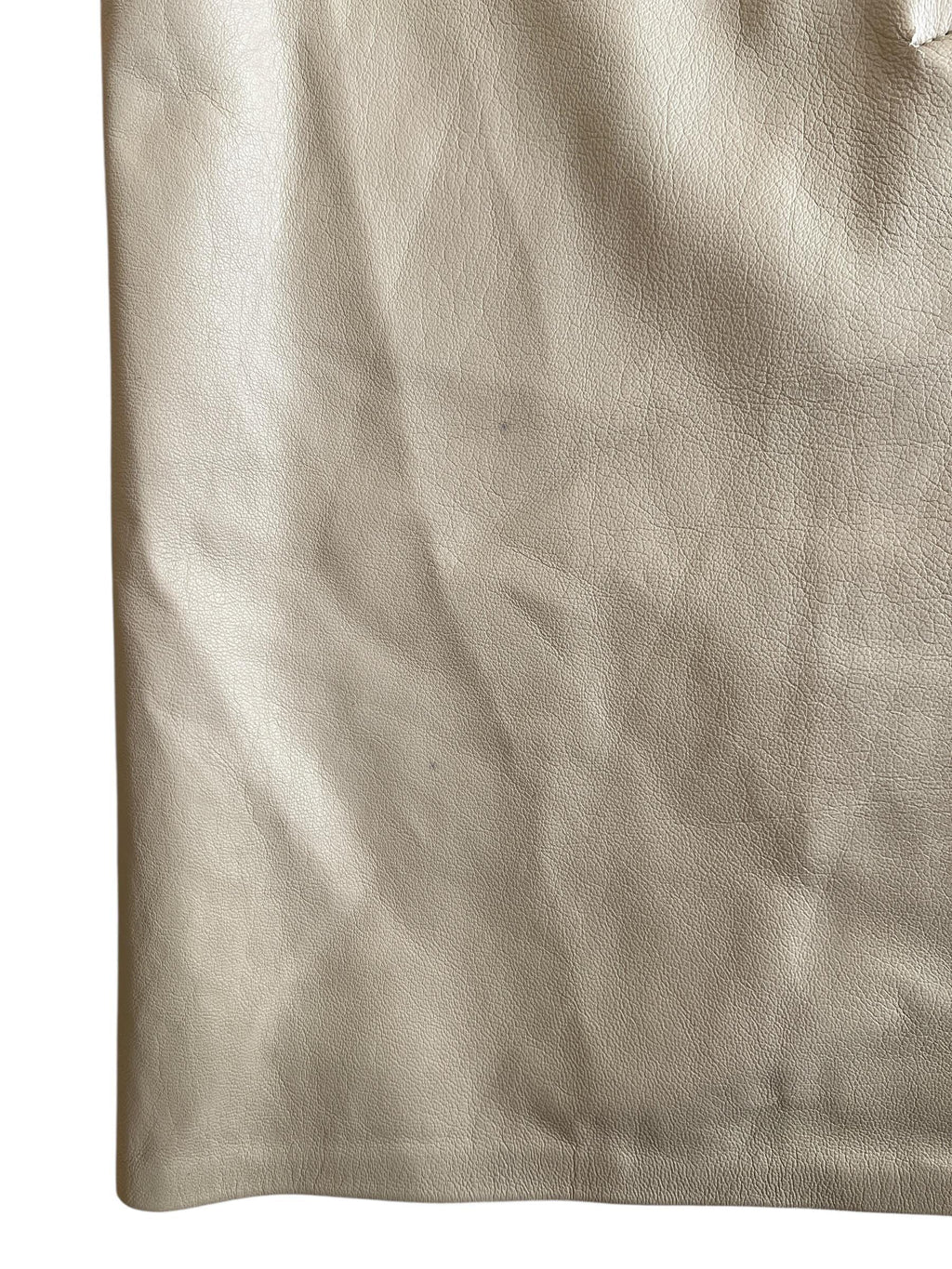 Gonna pelle dritta, lunghezza midi di vera pelle color beige