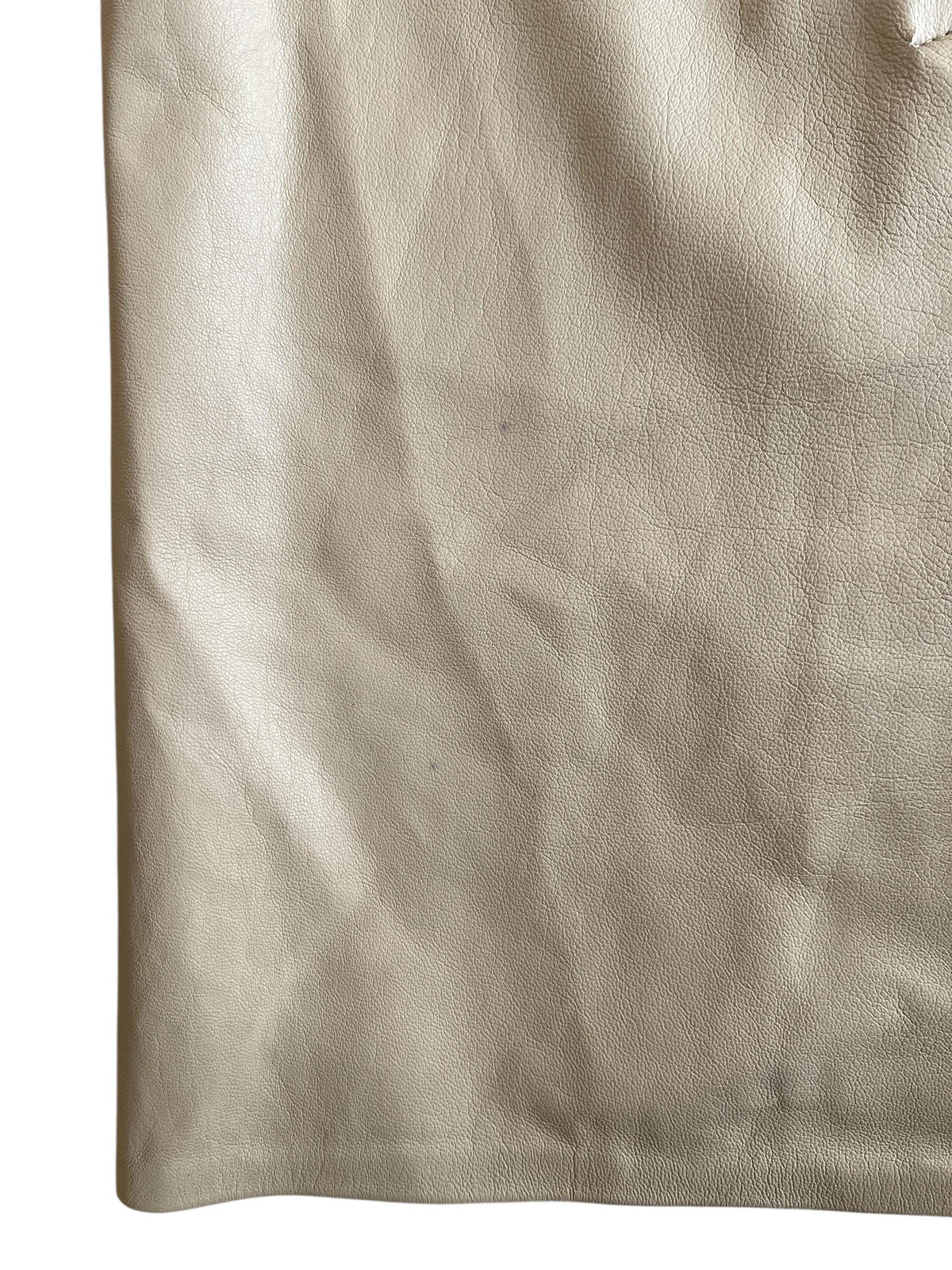 Gonna pelle dritta, lunghezza midi di vera pelle color beige