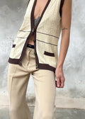 Cardigan anni 70 burro e marrone