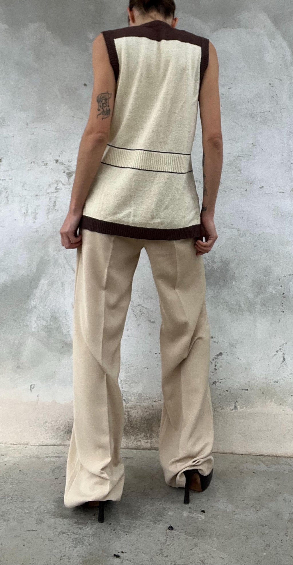 Cardigan anni 70 burro e marrone