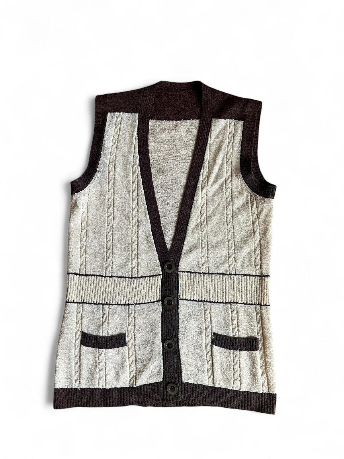 Cardigan anni 70 burro e marrone
