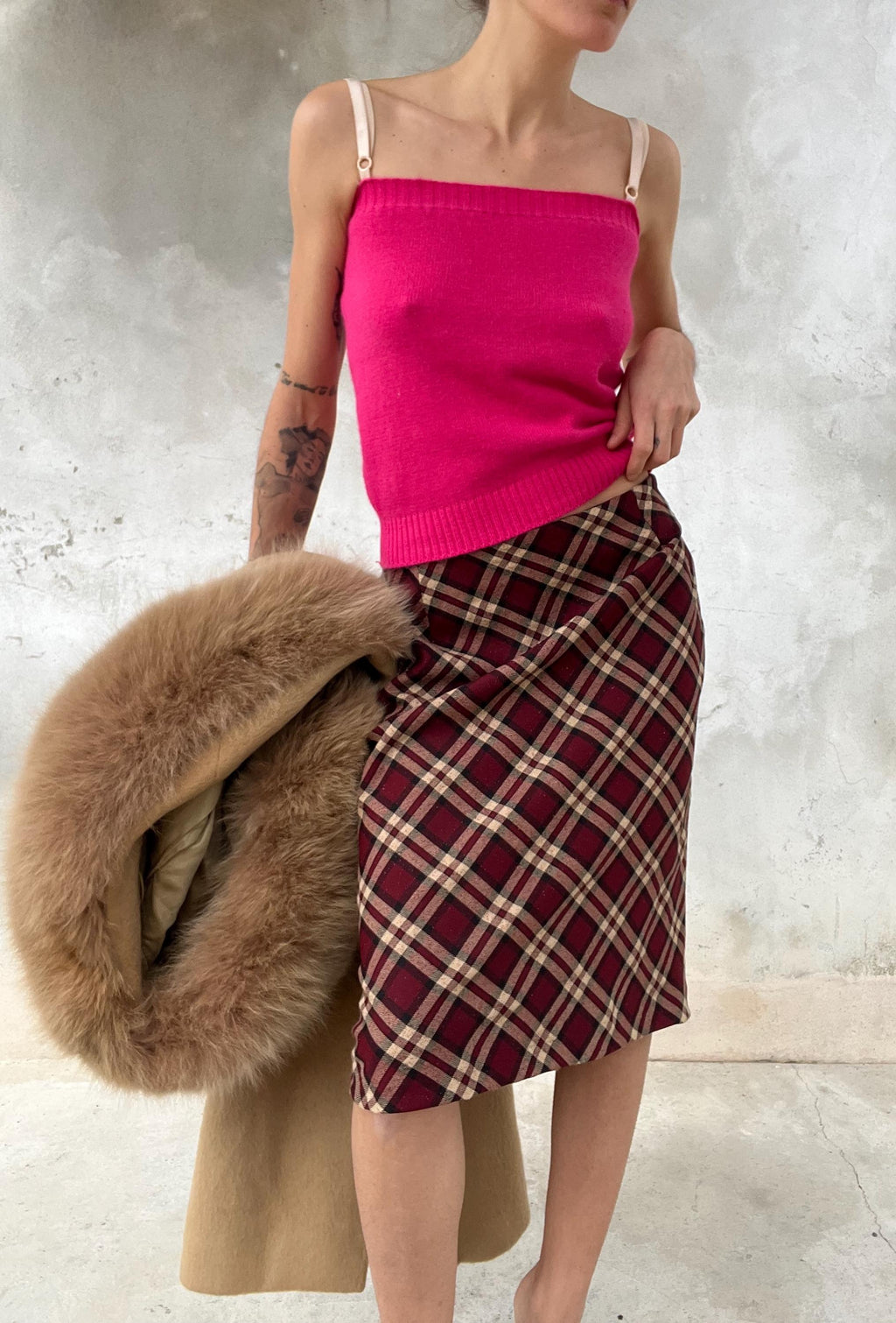 Top lana fucsia con spalline