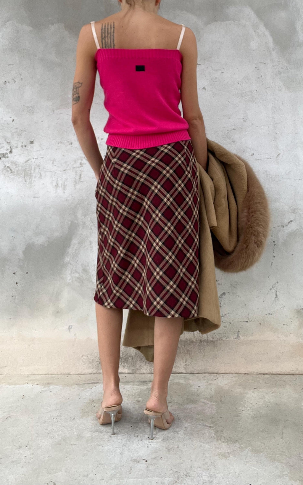 Top lana fucsia con spalline
