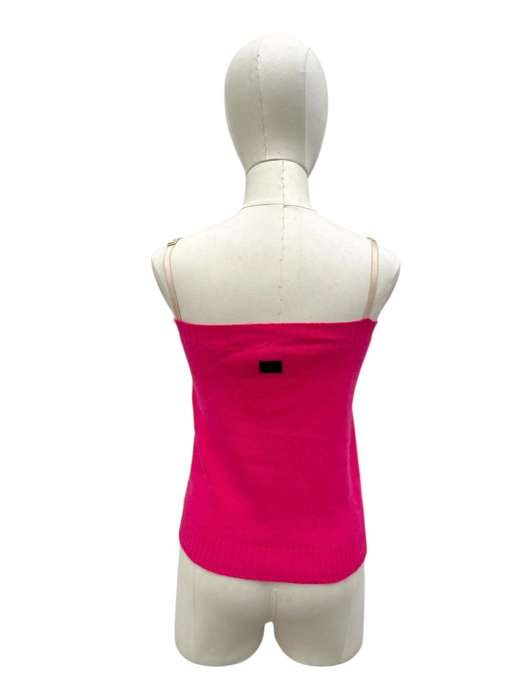 Top lana fucsia con spalline