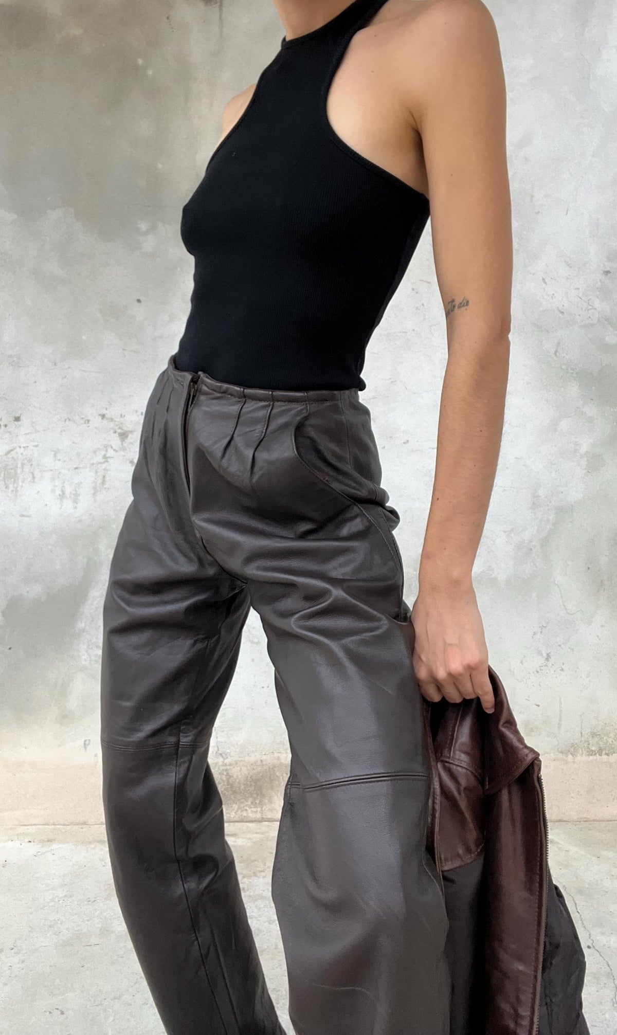 Pantaloni di pelle marroni vintage