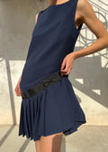 Abito tennis vintage blu con pieghe di Karl Lagerfeld