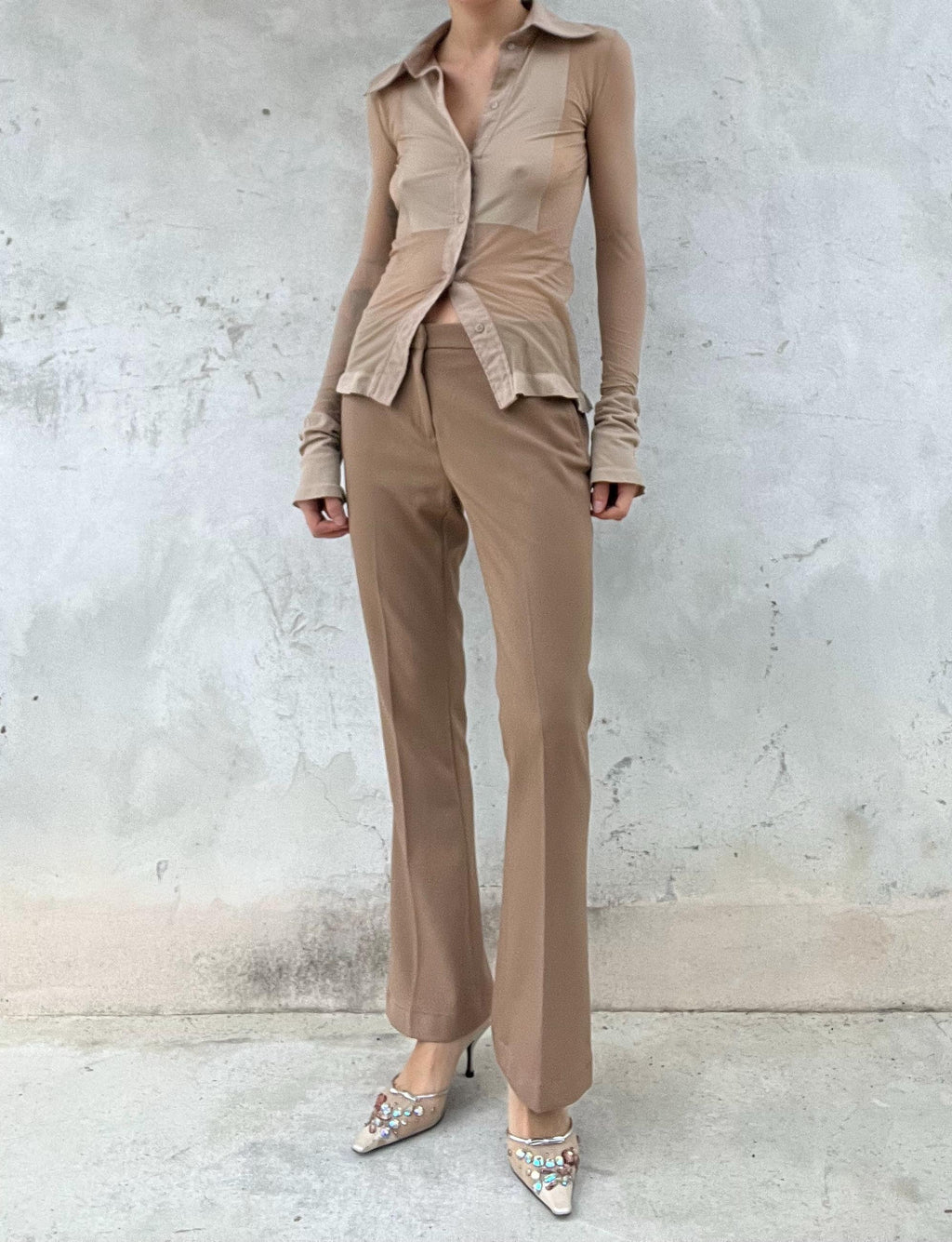 Pantaloni color caramello leggermente cropped