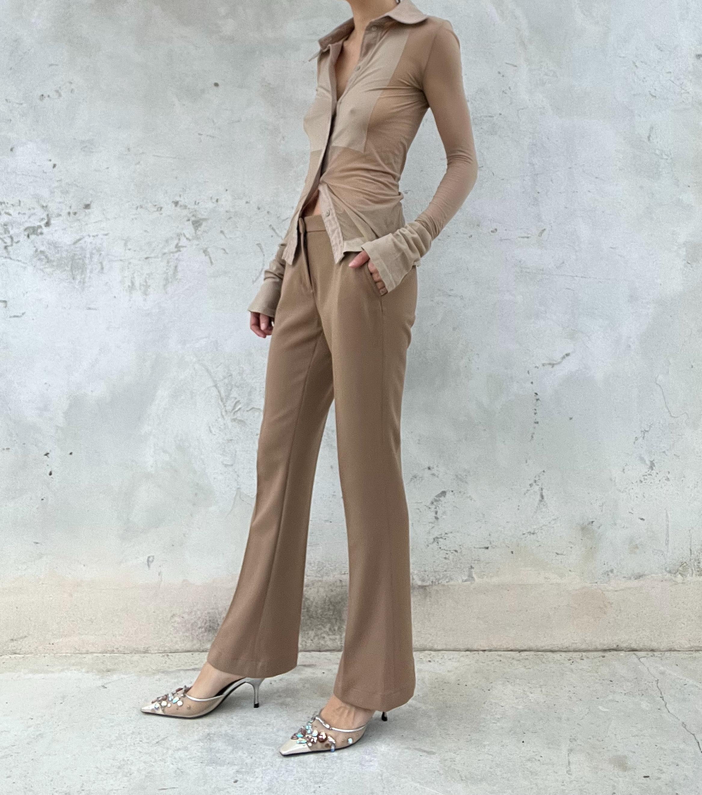 Pantaloni color caramello leggermente cropped