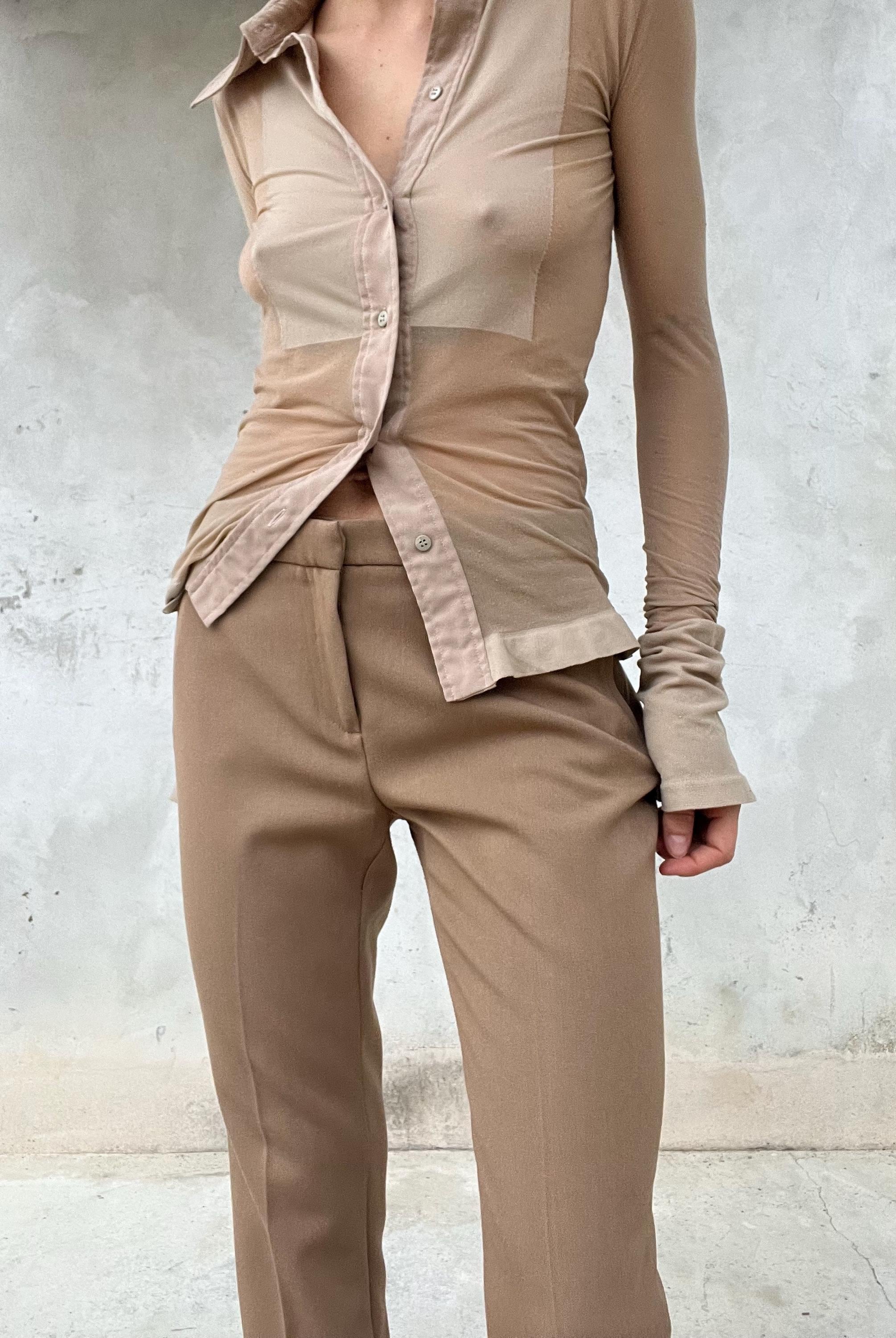 Pantaloni color caramello leggermente cropped