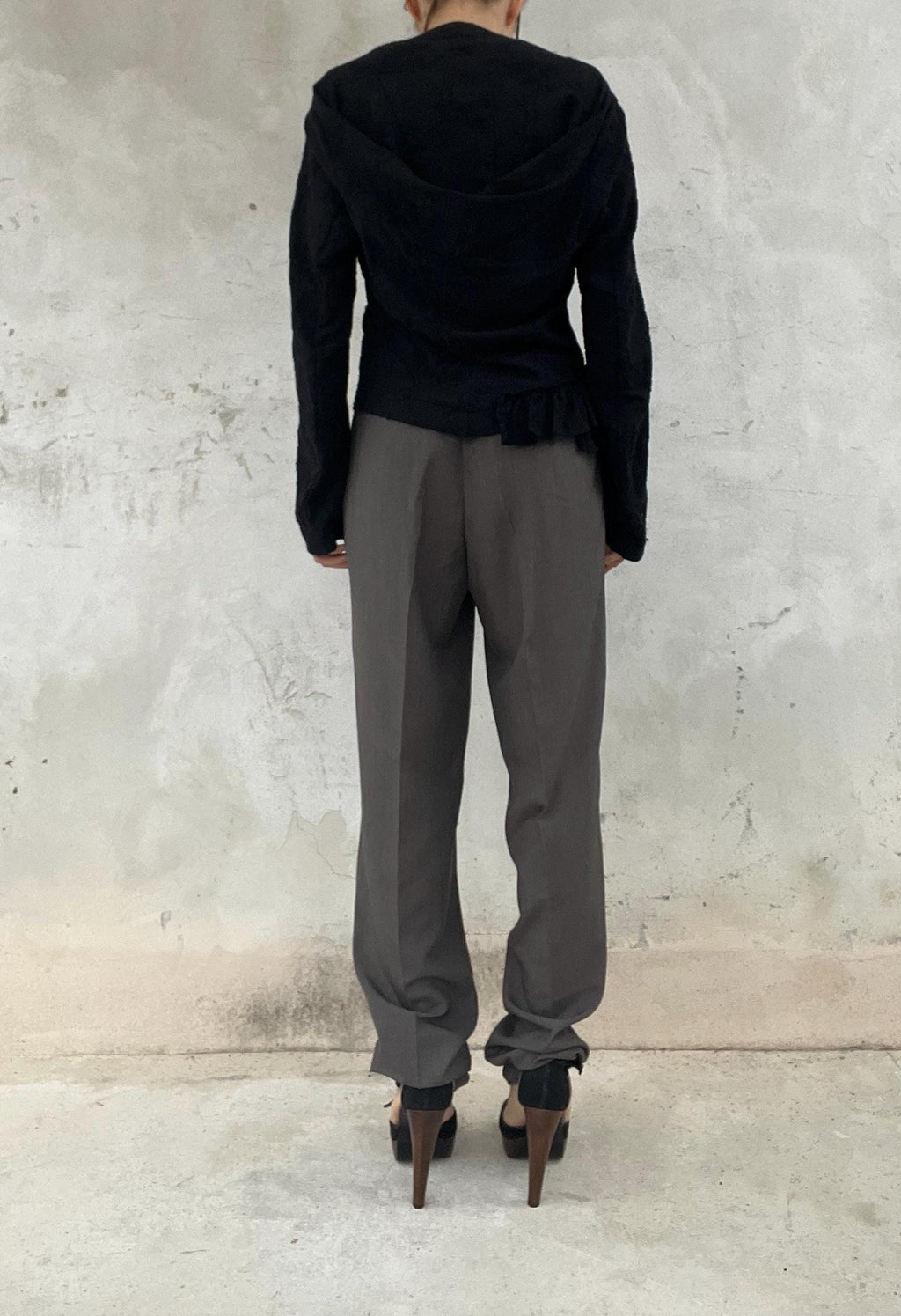 Pantaloni classici in viscosa leggera, grigio melange