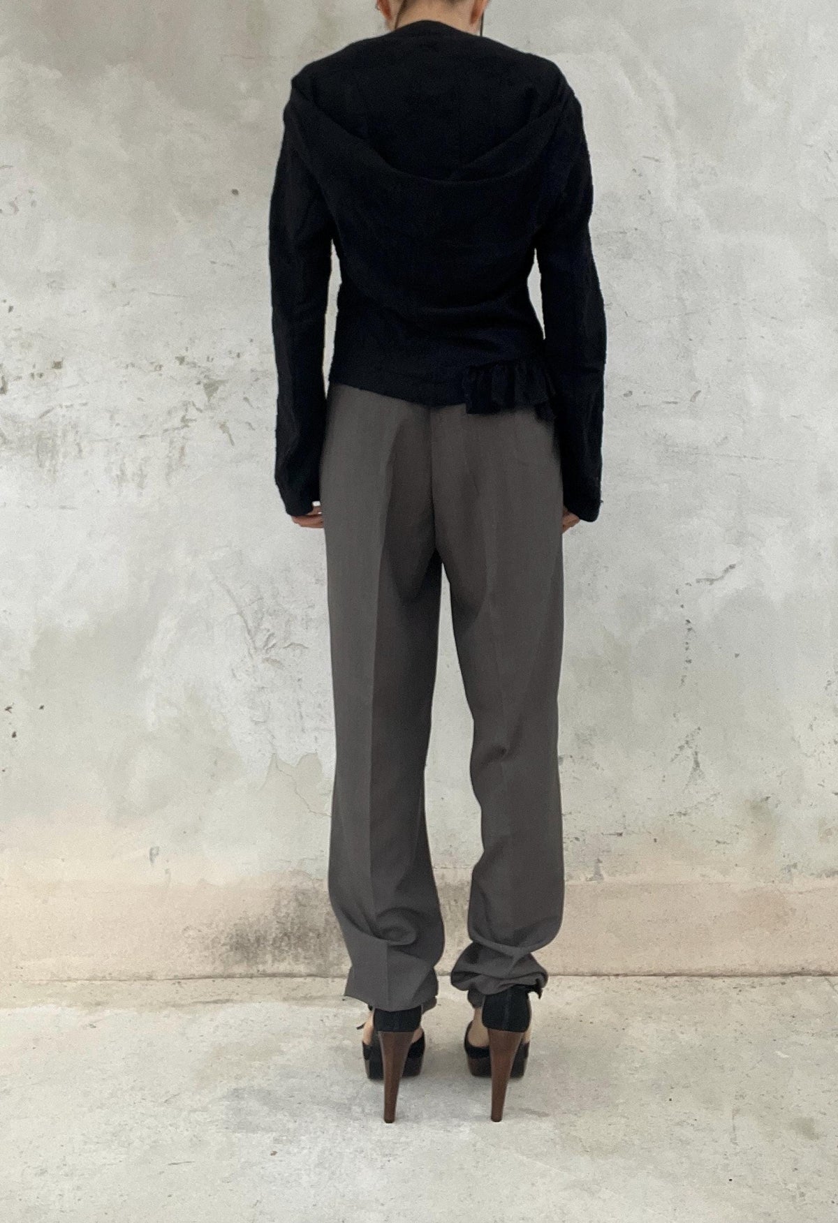 Pantaloni classici in viscosa leggera, grigio melange