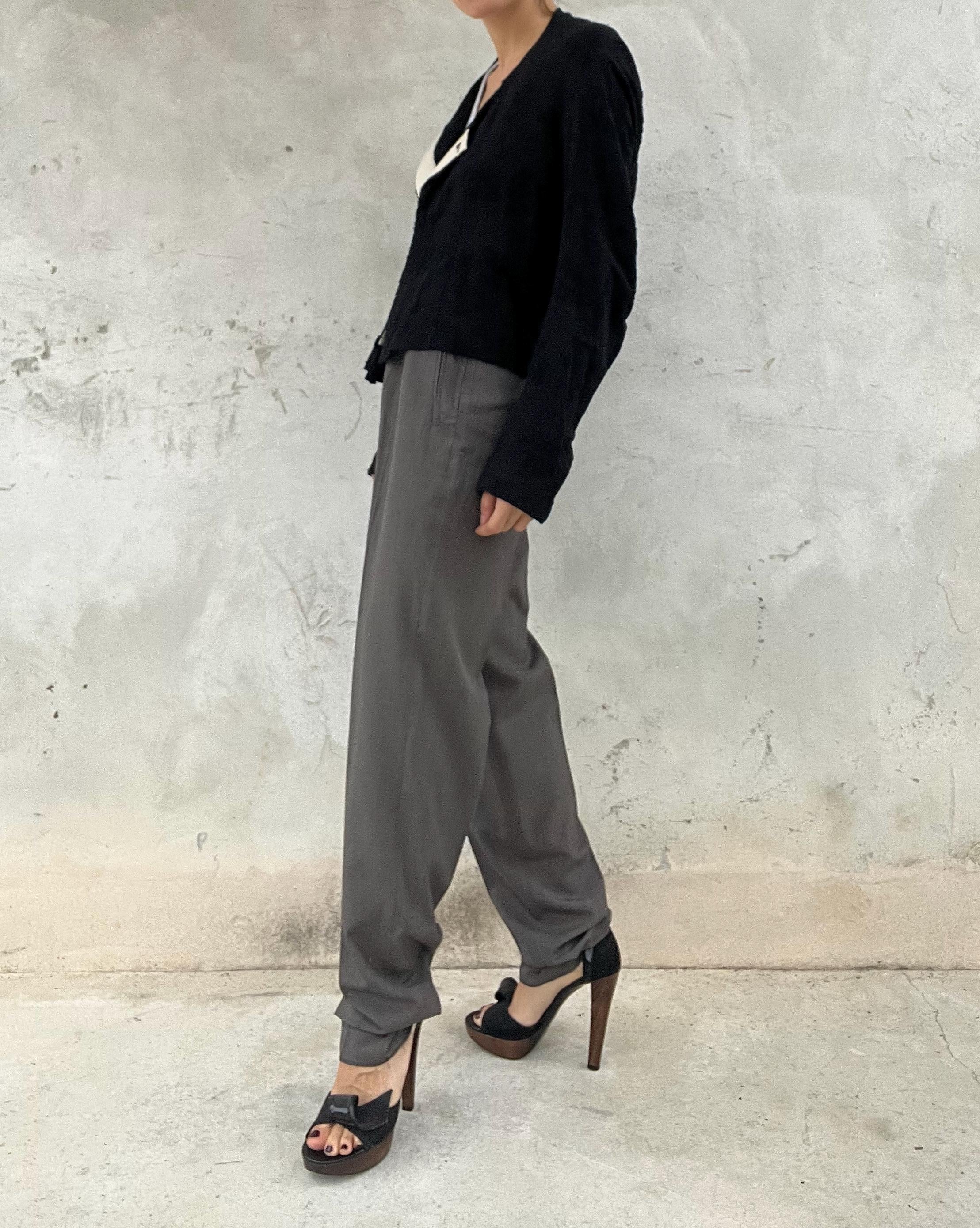 Pantaloni classici in viscosa leggera, grigio melange
