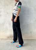 Pantaloni classici blu con ghetta