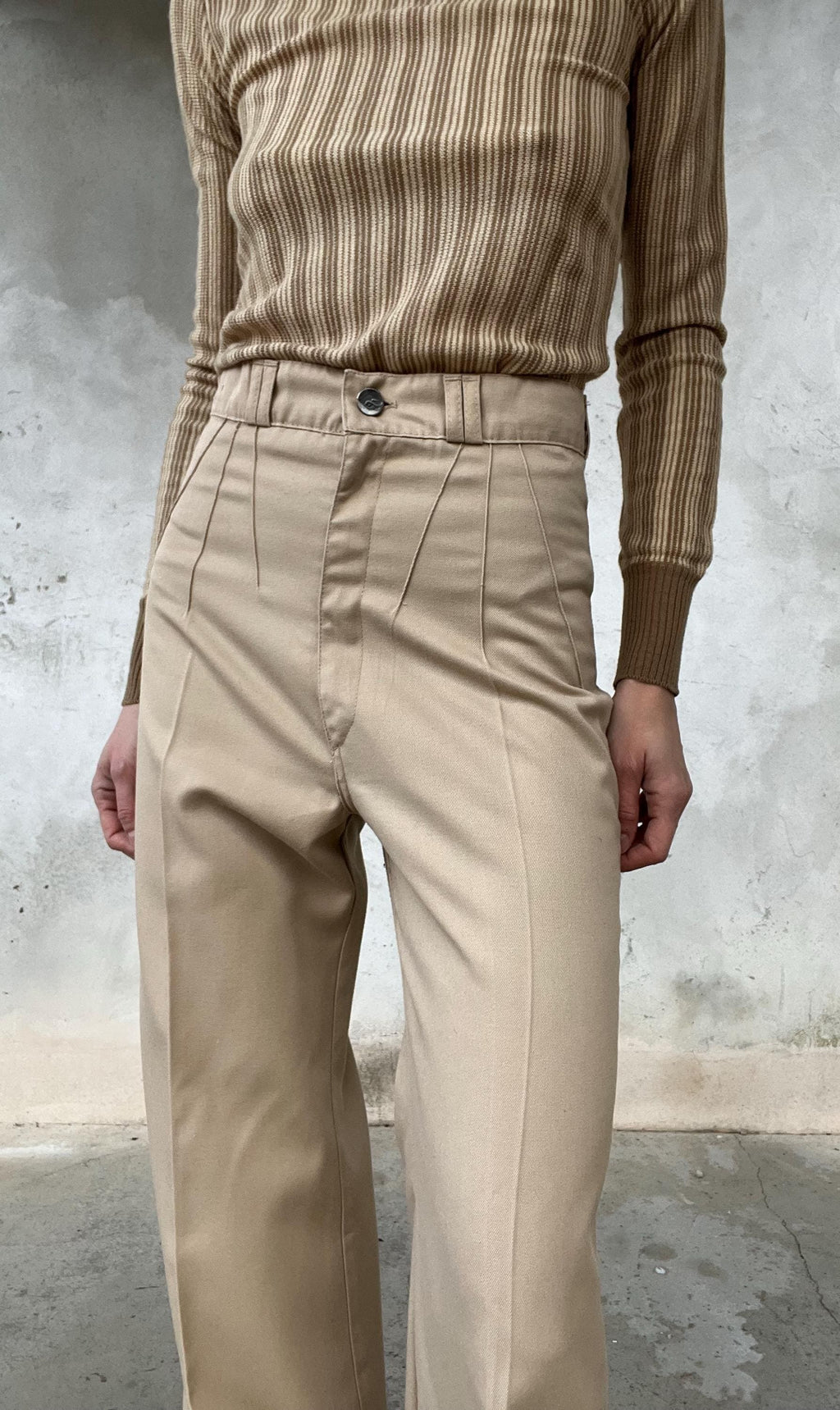 Pantaloni a gamba ampia beige