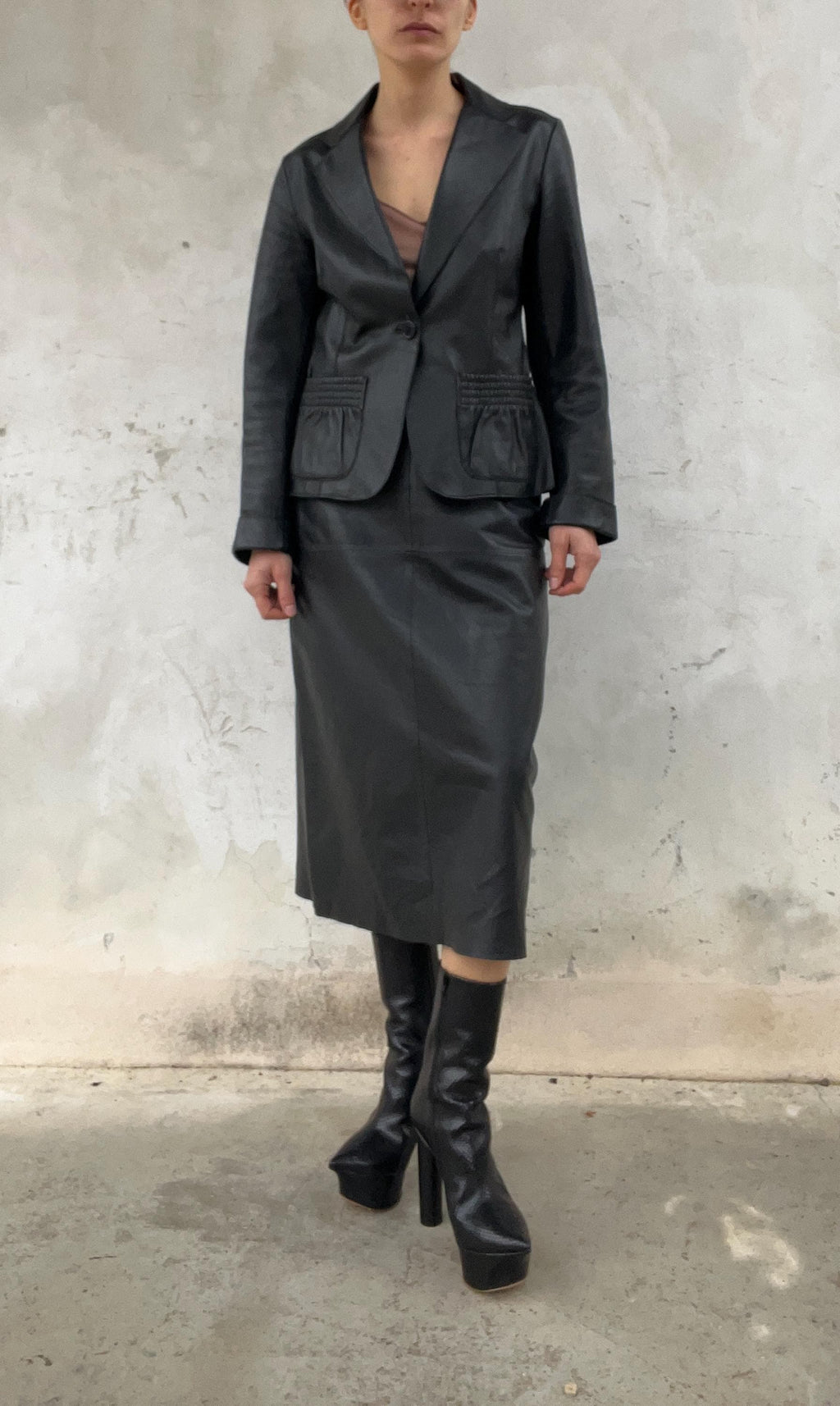 Gonna di pelle vintage nera